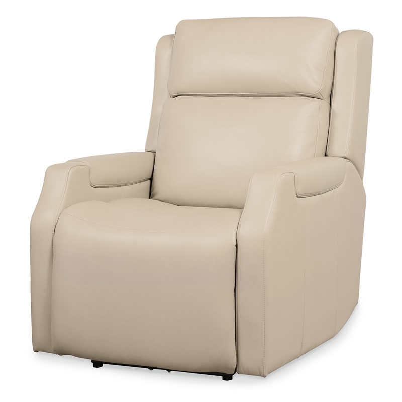 Bowery Hill Zero Gravity Power Recliner with Headrest in Beige Leather
