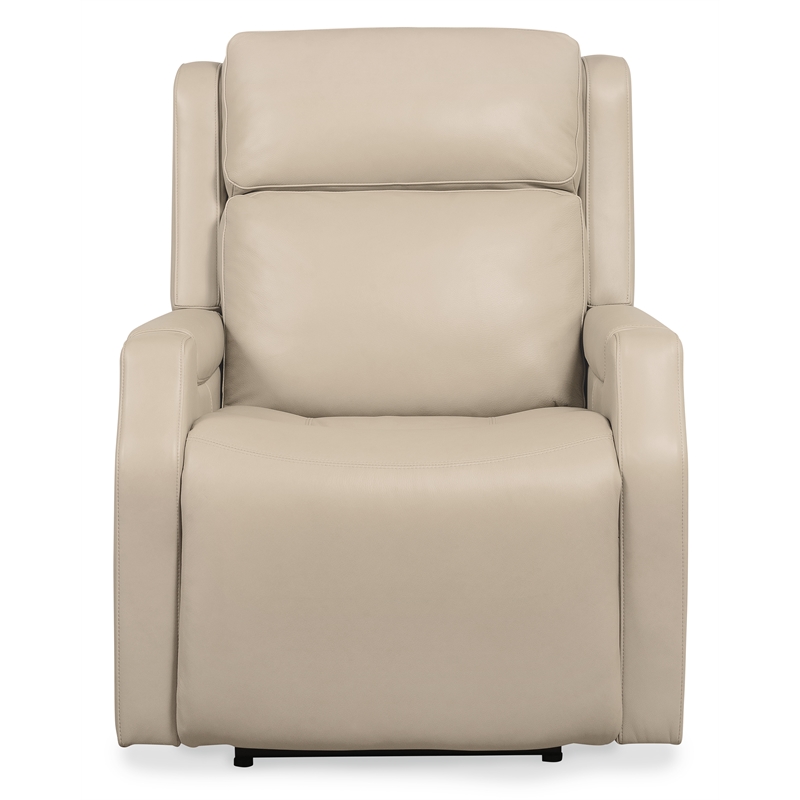 Bowery Hill Zero Gravity Power Recliner with Headrest in Beige Leather