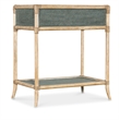 Bowery Hill Pole Rattan Bedside Table in Dune Beige and Lagoon Green
