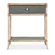 Bowery Hill Pole Rattan Bedside Table in Dune Beige and Lagoon Green