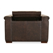 Bowery Hill Chesterfield Power Recliner with Headrest in Brown Leather