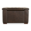 Bowery Hill Chesterfield Power Recliner with Headrest in Brown Leather