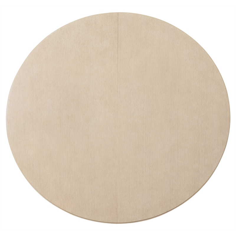Bowery Hill Round Dining Table with 1 20-inch Leaf in Polished Limestone