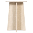 Bowery Hill Round Travertine Pedestal Spot Table in Cream Honed Stone