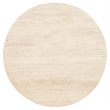 Bowery Hill Round Travertine Pedestal Spot Table in Cream Honed Stone