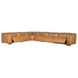 Bowery Hill 6 Seat Brown Leather Power Recline Sectional with Corner Wedge