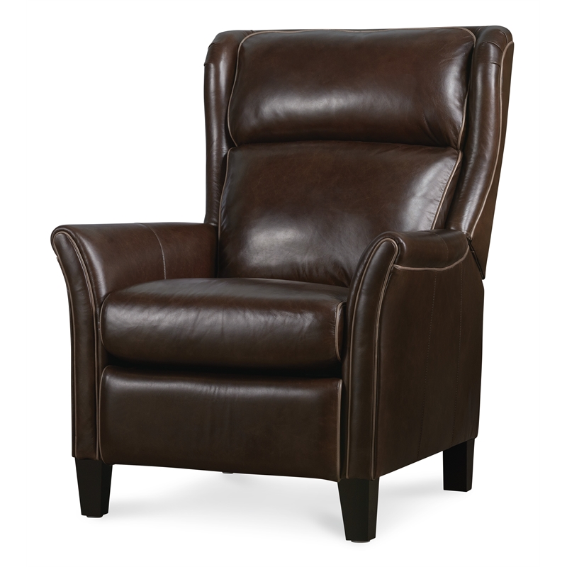 Bowery Hill Wingback Power Recliner with Headrest in Dark Roast Leather