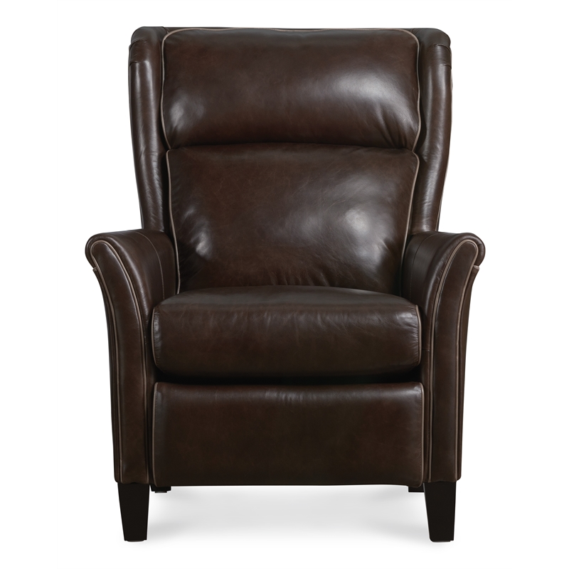 Bowery Hill Wingback Power Recliner with Headrest in Dark Roast Leather