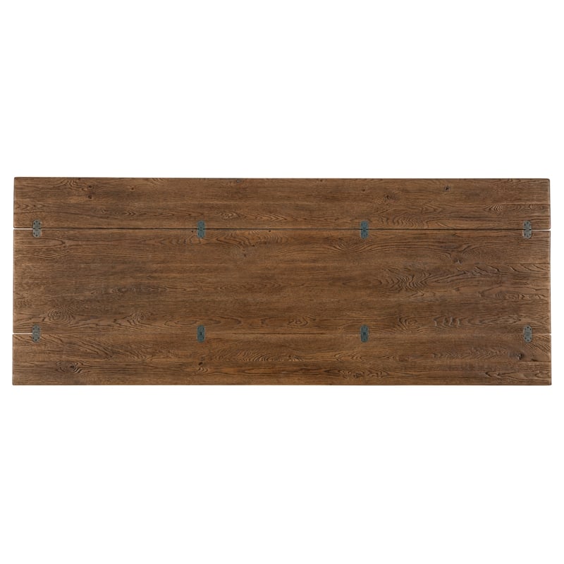 Bowery Hill Flip-Top Oak Console Table in Worn Saddle Brown Wood
