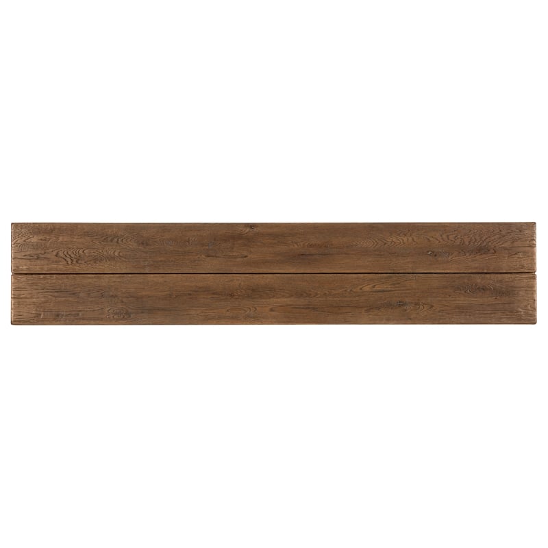 Bowery Hill Flip-Top Oak Console Table in Worn Saddle Brown Wood