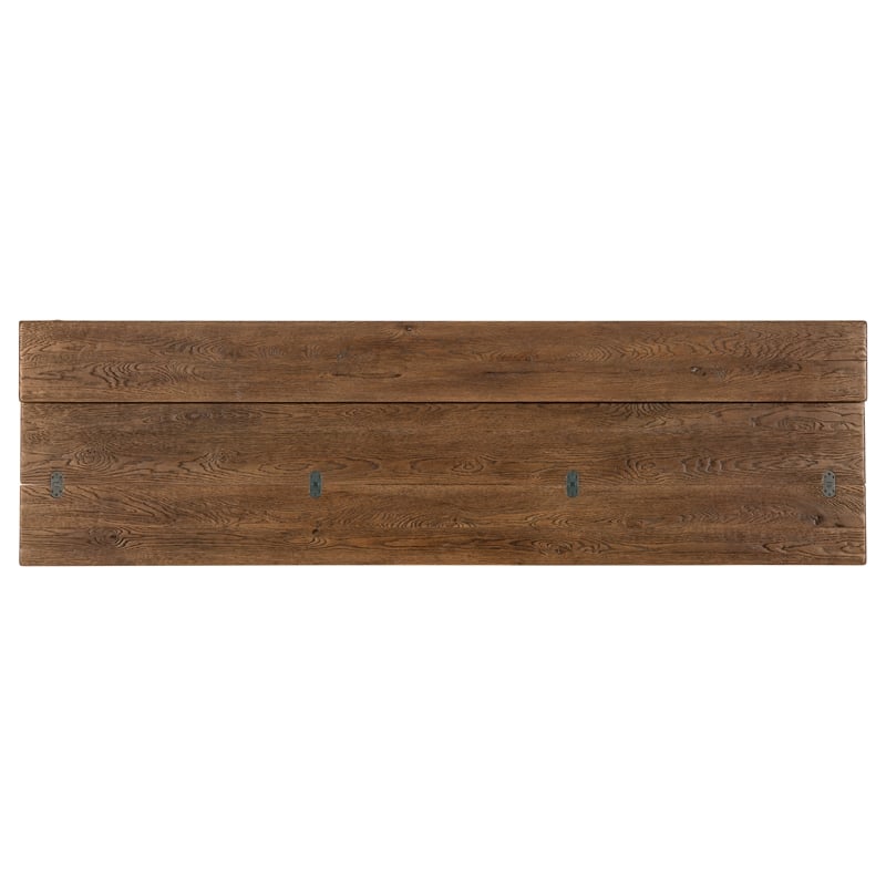 Bowery Hill Flip-Top Oak Console Table in Worn Saddle Brown Wood