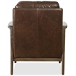 Bowery Hill Brown Leather Club Chair with Exposed Dark Wood Arms