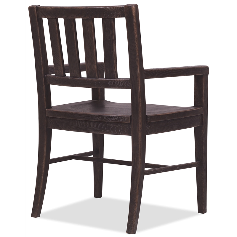 Bowery Hill Splatback Oak Dining Arm Chair in Burnt Timber Black