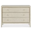 Bowery Hill 3 Drawer Ash Burl Chest in Light Greige and Gold Trim