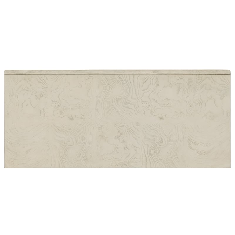 Bowery Hill 3 Drawer Ash Burl Chest in Light Greige and Gold Trim