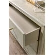 Bowery Hill 3 Drawer Ash Burl Chest in Light Greige and Gold Trim