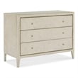 Bowery Hill 3 Drawer Ash Burl Chest in Light Greige and Gold Trim