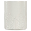 Bowery Hill Round End Table with Embossed Leaf Motif in White Wood