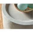 Bowery Hill Round End Table with Embossed Leaf Motif in White Wood
