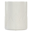 Bowery Hill Round End Table with Embossed Leaf Motif in White Wood
