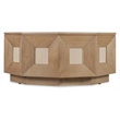 Bowery Hill 10 Sided Decagon Cocktail Table in Natural Oak with Marble