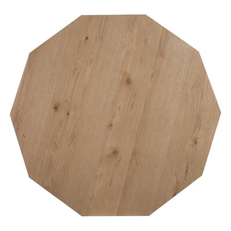 Bowery Hill 10 Sided Decagon Cocktail Table in Natural Oak with Marble