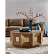 Bowery Hill 10 Sided Decagon Cocktail Table in Natural Oak with Marble
