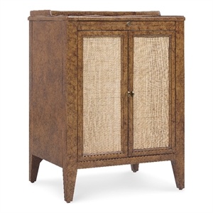 Bowery Hill 2 Door Cane Front Nightstand in Mottled Amber Medium Wood