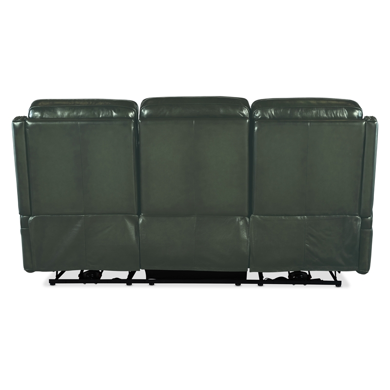 Bowery Hill Zero Gravity Power Sofa with Headrest in Green Leather