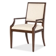 Bowery Hill Upholstered Dining Arm Chair in Wheat Fabric and Walnut