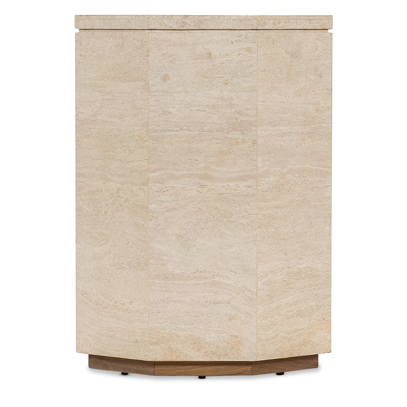 Bowery Hill Octagon 8 Sided Spot Table in Cream Colored Marble