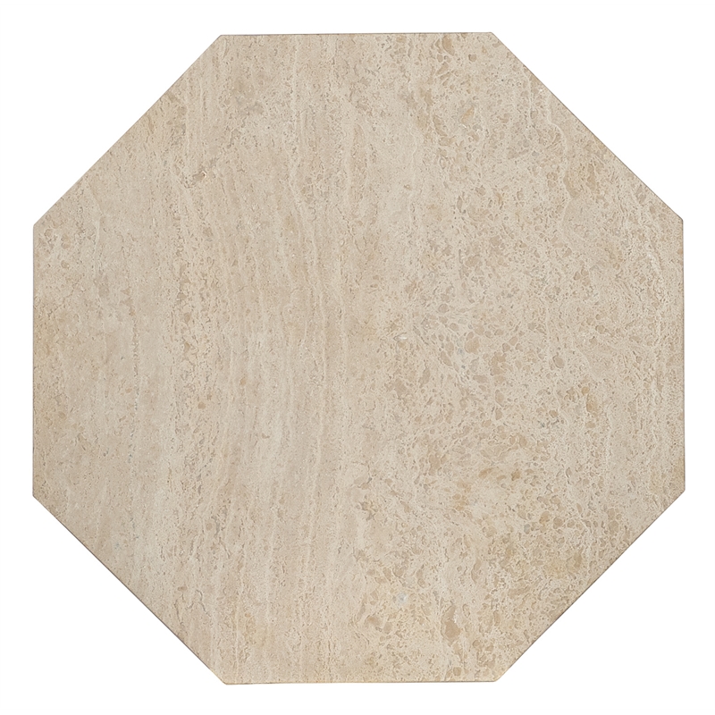 Bowery Hill Octagon 8 Sided Spot Table in Cream Colored Marble