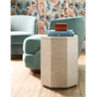 Bowery Hill Octagon 8 Sided Spot Table in Cream Colored Marble