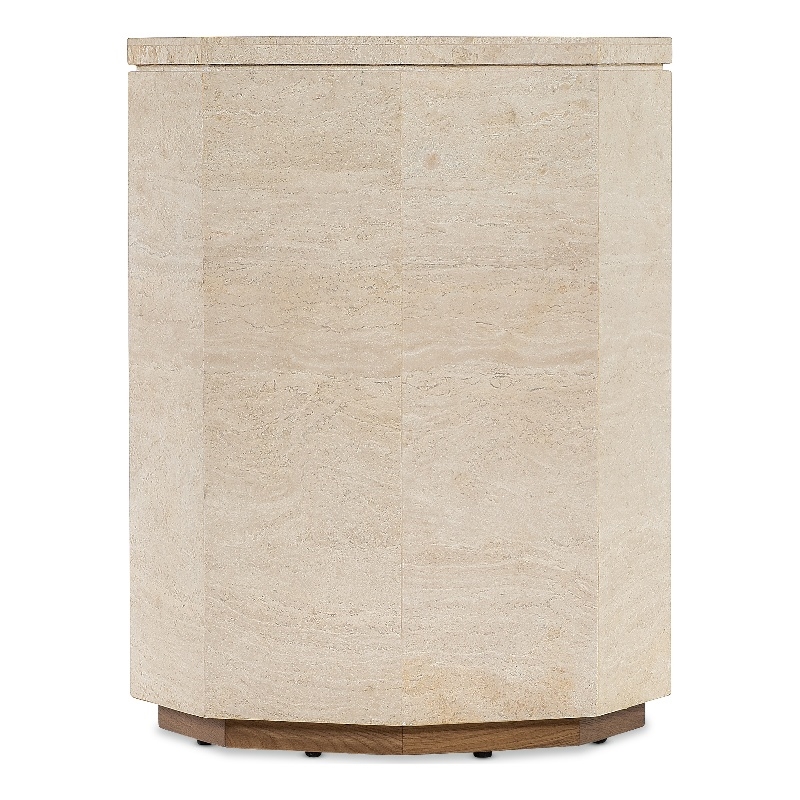 Bowery Hill Octagon 8 Sided Spot Table in Cream Colored Marble