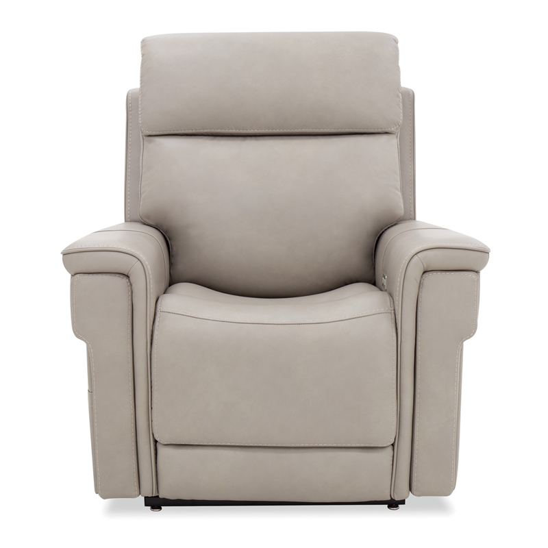 Bowery Hill Power Lift Recliner Chair with Headrest in Gray Leather