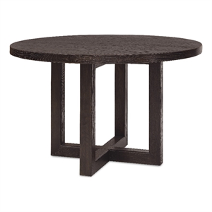 Bowery Hill 48&quot Round Oak Dining Table in Burnt Timber Black