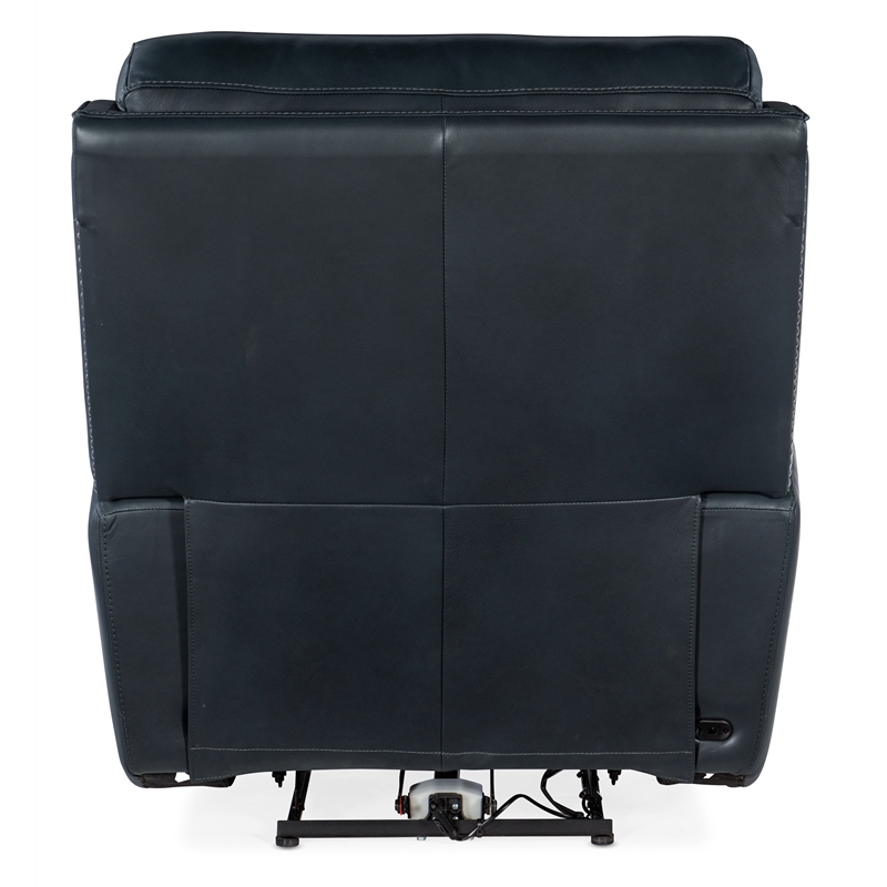 Bowery Hill Zero Gravity Power Recliner with Headrest in Blue Leather
