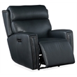 Bowery Hill Zero Gravity Power Recliner with Headrest in Blue Leather