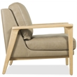 Bowery Hill Beige Leather Club Chair with Exposed Light Wood Arms
