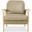 Bowery Hill Beige Leather Club Chair with Exposed Light Wood Arms