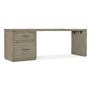 Bowery Hill 84&quot Home Office Desk with 1 File Drawer in Smoked Gray