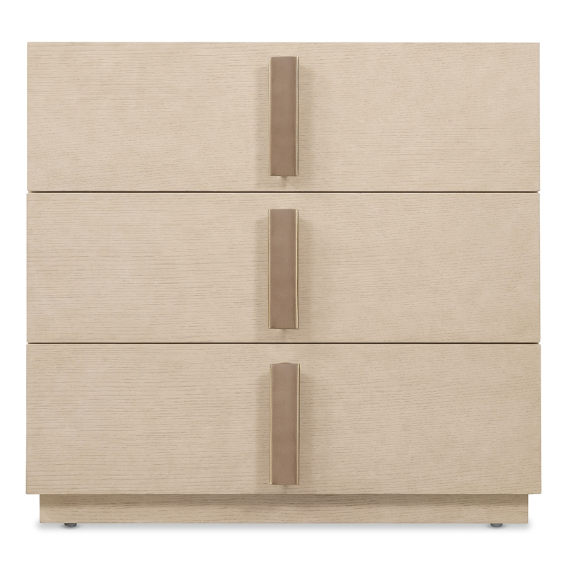 Bowery Hill 3 Drawer Oak Nightstand in Polished Limestone Finish