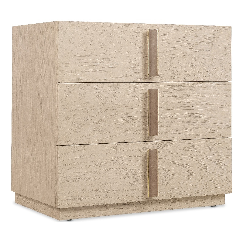 Bowery Hill 3 Drawer Oak Nightstand in Polished Limestone Finish