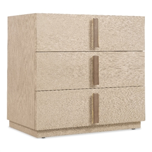 Bowery Hill 3 Drawer Oak Nightstand in Polished Limestone Finish