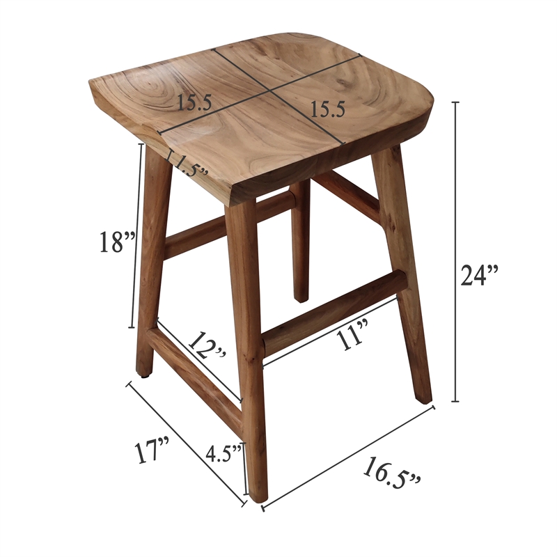 Bowery Hill Backless Counter Stool in Acacia Natural Brown Wood