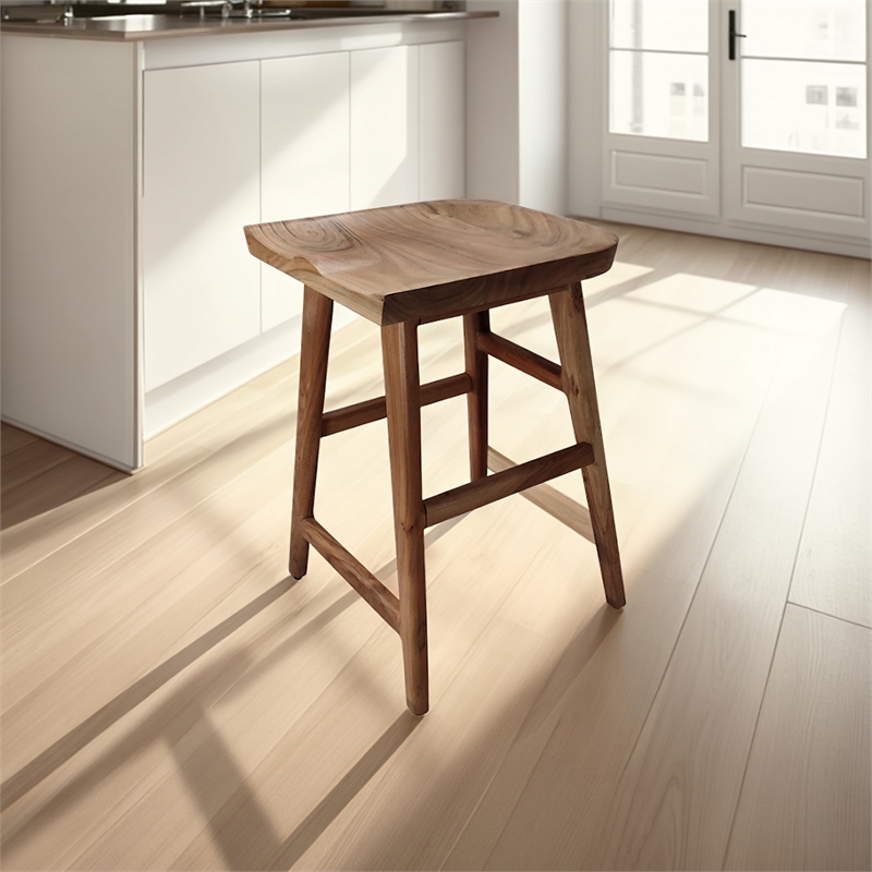 Bowery Hill Backless Counter Stool in Acacia Natural Brown Wood