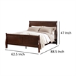 Bowery Hill Ryla Queen Bed Sleigh Headboard Cherry Brown Solid Wood Frame