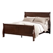 Bowery Hill Ryla Queen Bed Sleigh Headboard Cherry Brown Solid Wood Frame