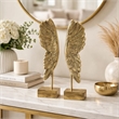 Bowery Hill Angel Wing Bookend Set in Gold Resin with Antique Highlights