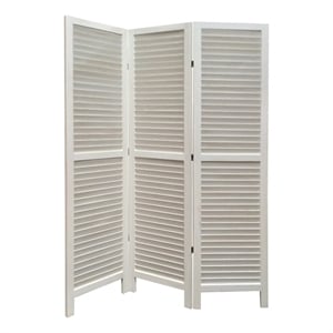 Bowery Hill 3-Panel Foldable Wooden Shutter Screen in Classic White Finish